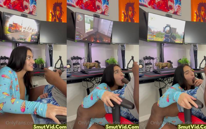 Noemymontes Throating BBC While He Is Playing Games Onlyfans Video